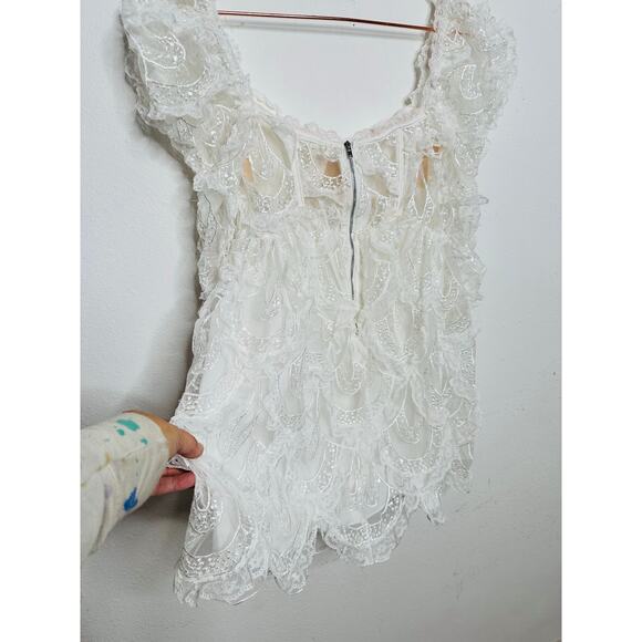 FOR LOVE & LEMONS White Bodice Taylor Lace Mini Dress Size Extra Small - Picture 13 of 16